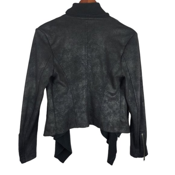Faux leather draped front moto jacket - Picture 4 of 7